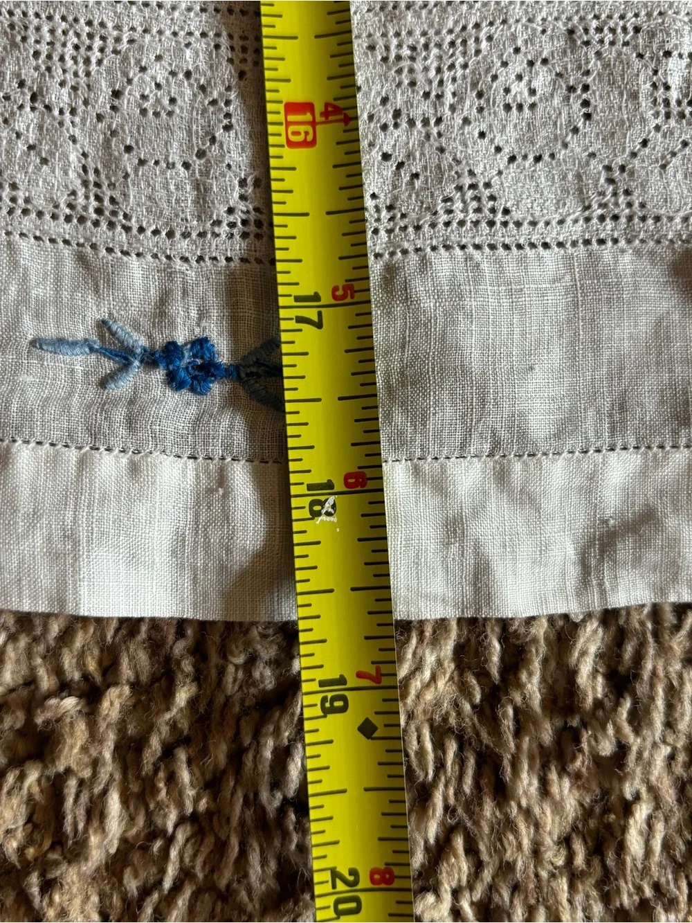 Blue Floral Embroidered Linen Placemat